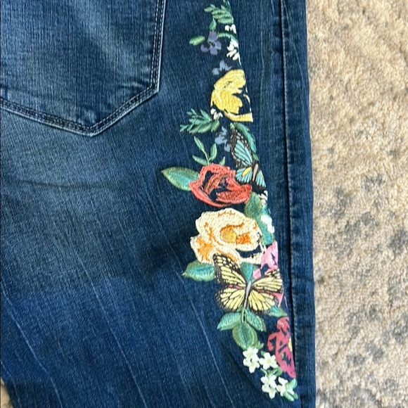Bebe Women's Blue Jeans with Floral Embroidery - Picture 7 of 9